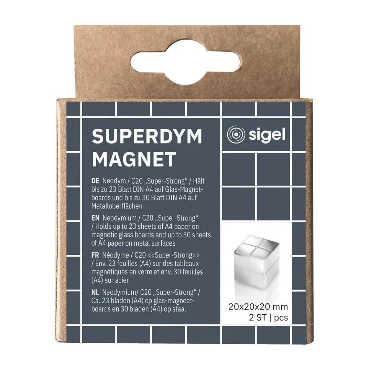 SIGEL 2 C20 "Super-Strong" Magnete silber 2,0 x 2,0 x 2,0 cm