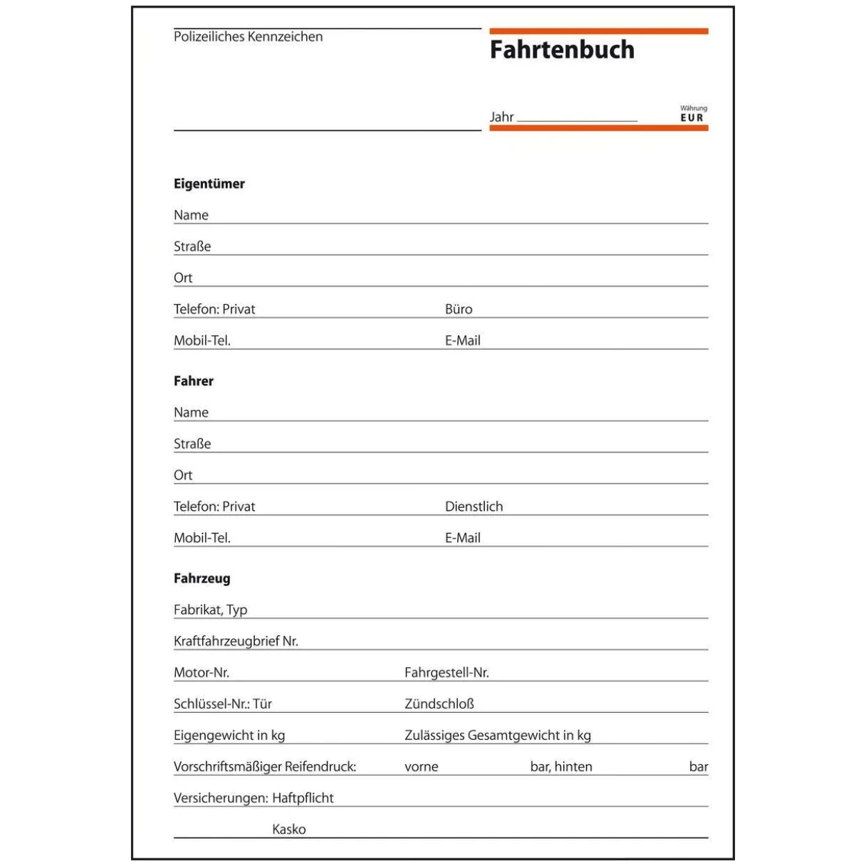 SIGEL Fahrtenbuch, Pkw und Lkw mit Kraftstoffverbrauch Formularbuch FA514