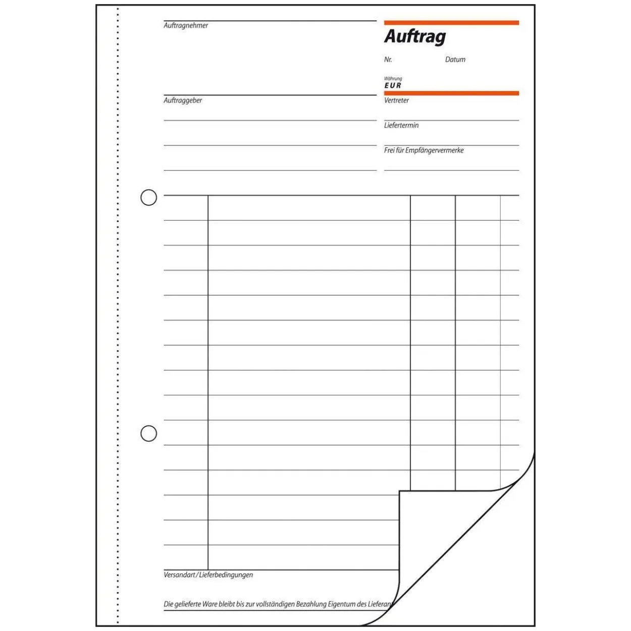 sigel Formularbuch "Auftrag", A5, 2 x 50 Blatt, Blaupapier