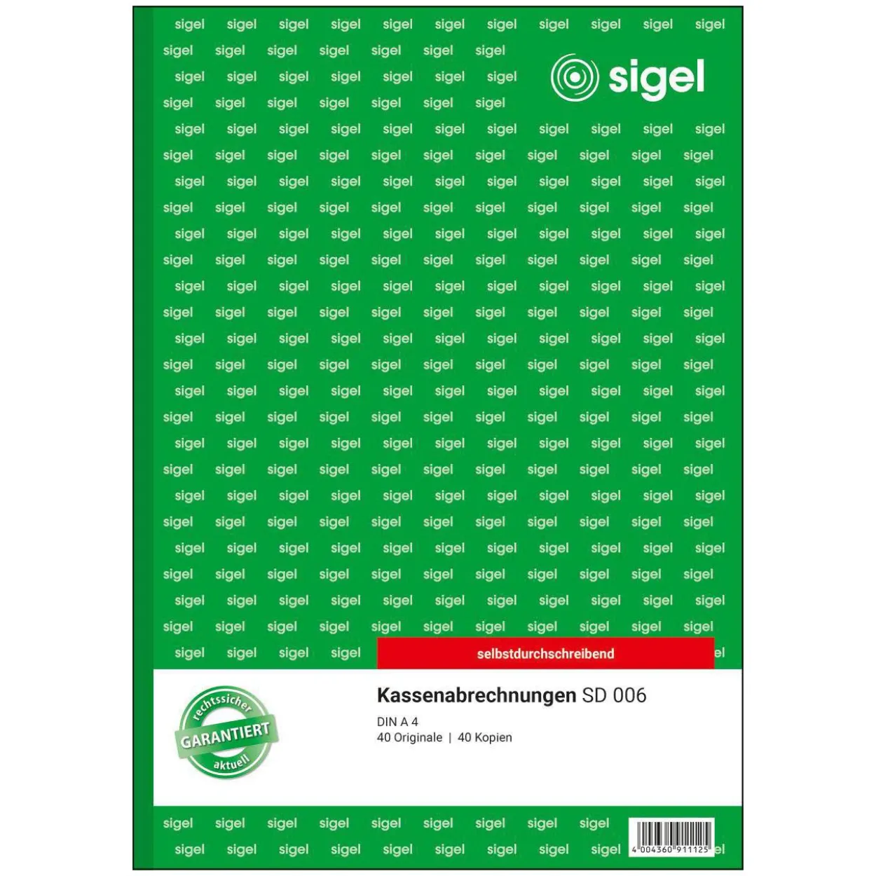 sigel Formularbuch "Kassenabrechnung", A4, 2 x 40 Blatt, SD