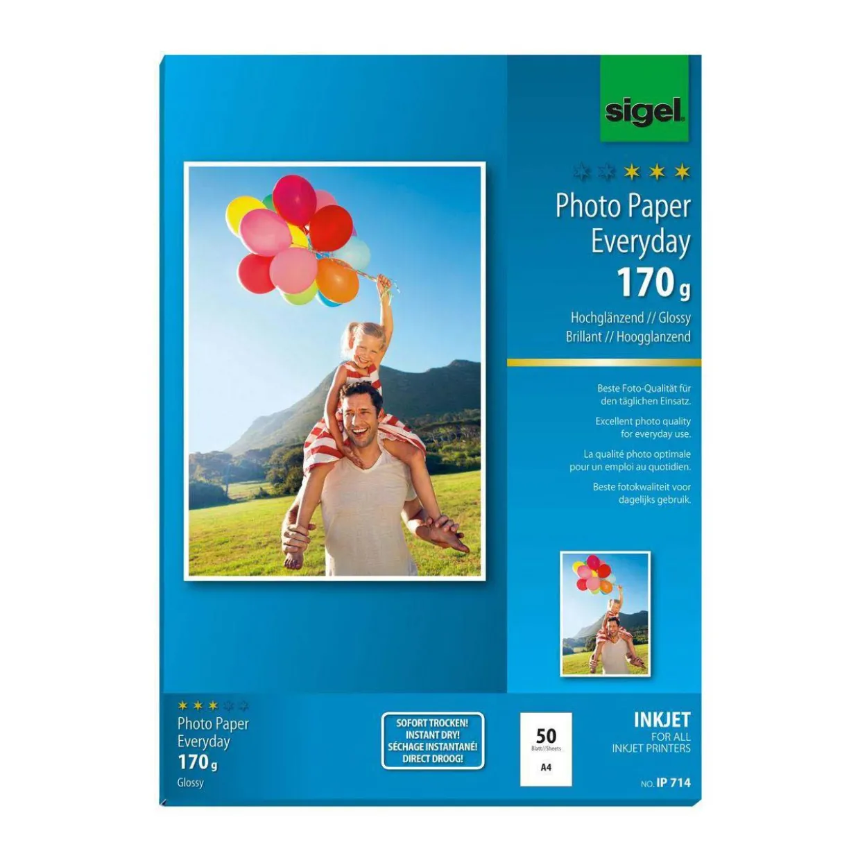 sigel InkJet-Everyday-Foto-Papier, DIN A4, hochglänzend 170g 50 Blatt