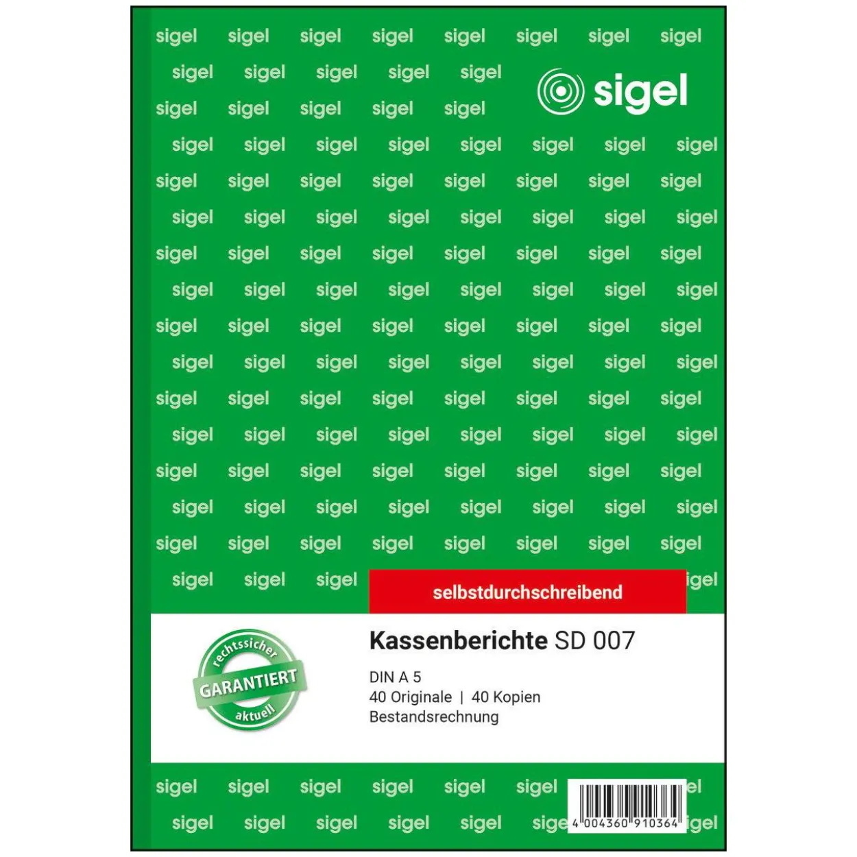 SIGEL Kassenbericht/Bestandsrechnung Formularbuch SD007