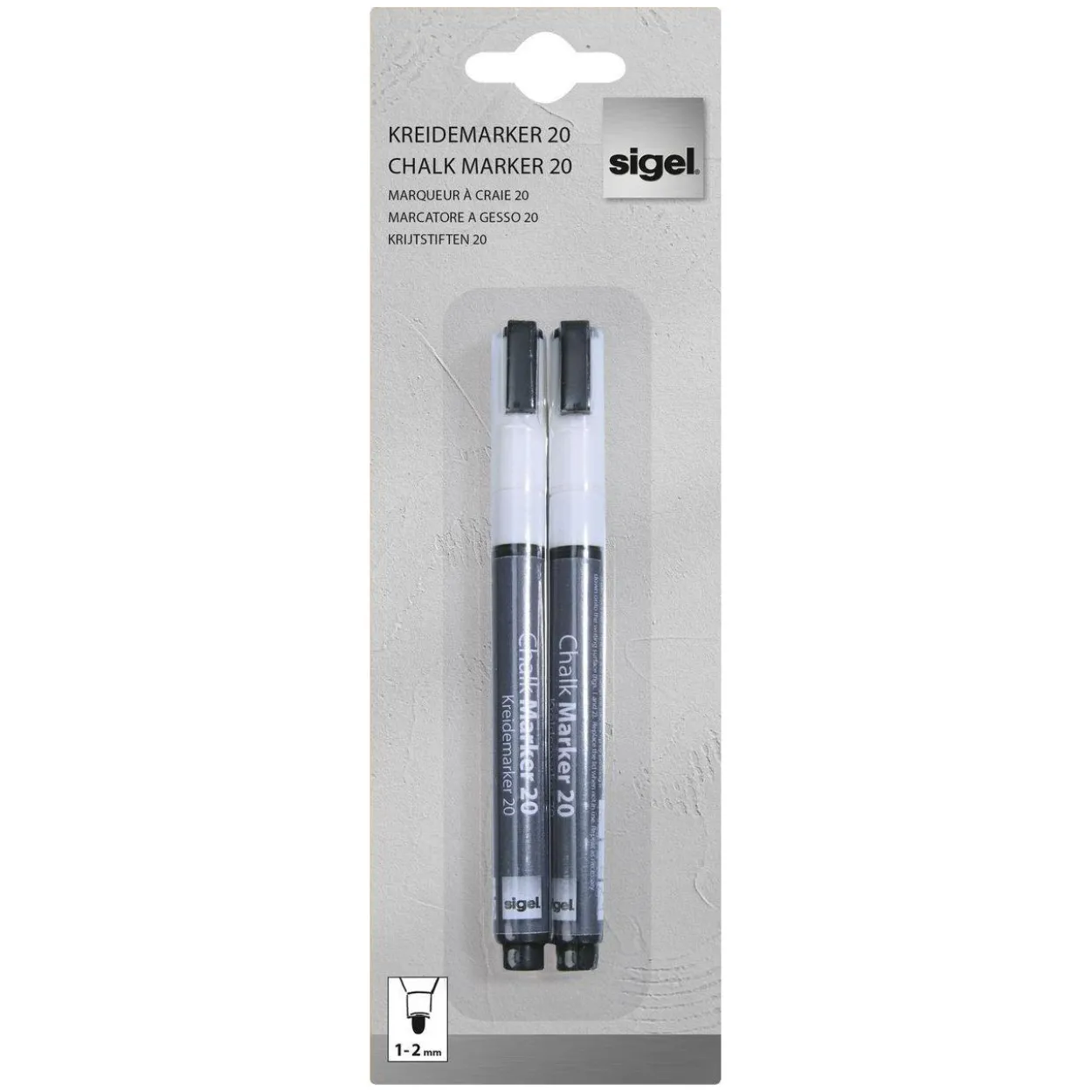 SIGEL 20 Kreidemarker weiß 1,0 - 2,0 mm, 2 St.