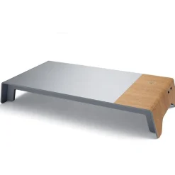 SIGEL Monitorständer Smartstyle USB silber/holzfarben