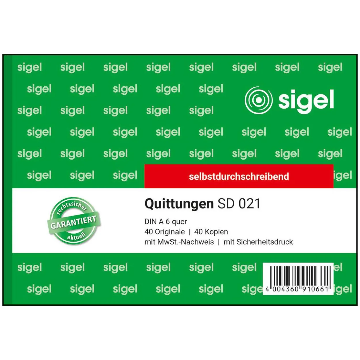 SIGEL Quittung, MwSt. separat ausgewiesen Formularbuch SD021