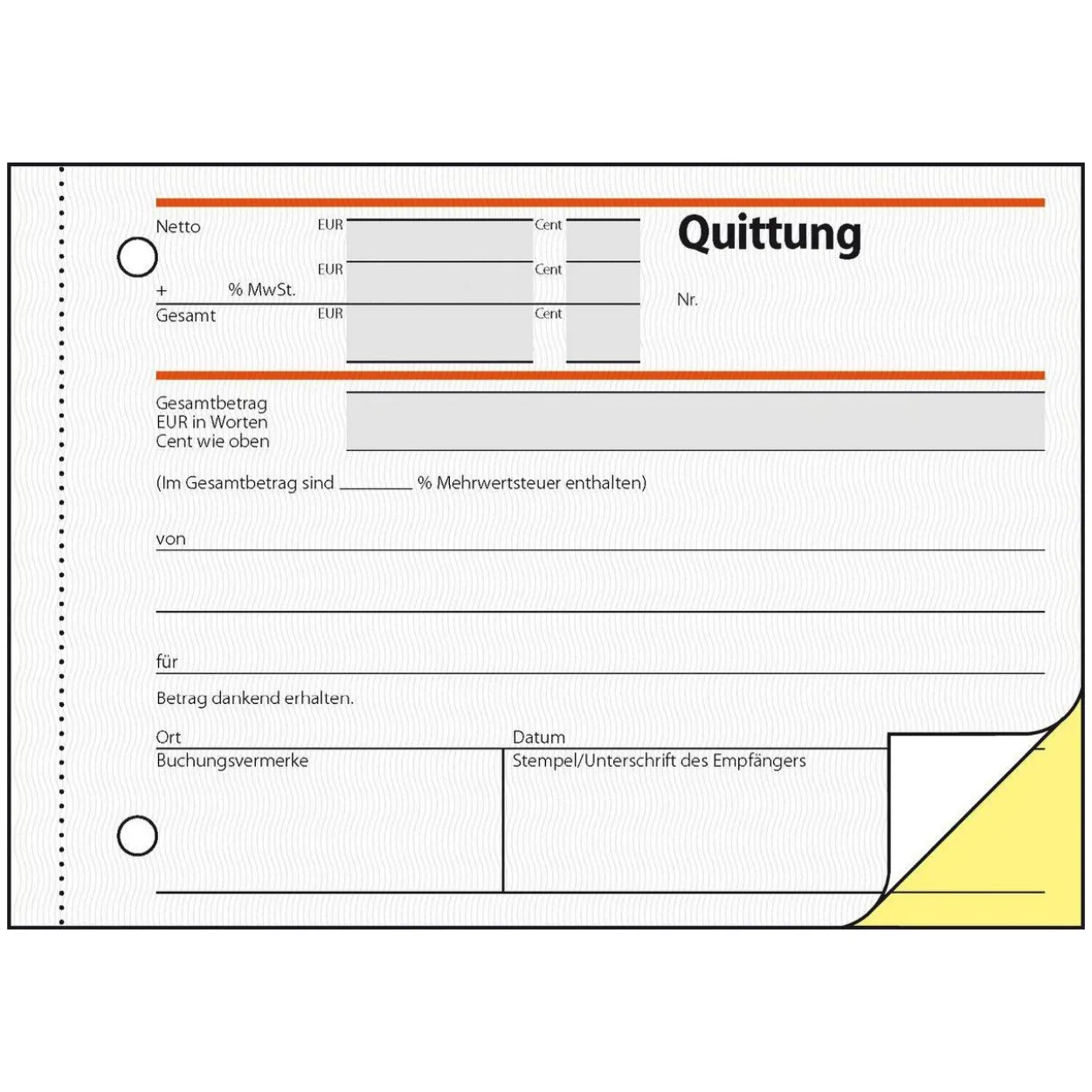 SIGEL Quittung, MwSt. separat ausgewiesen Formularbuch SD021