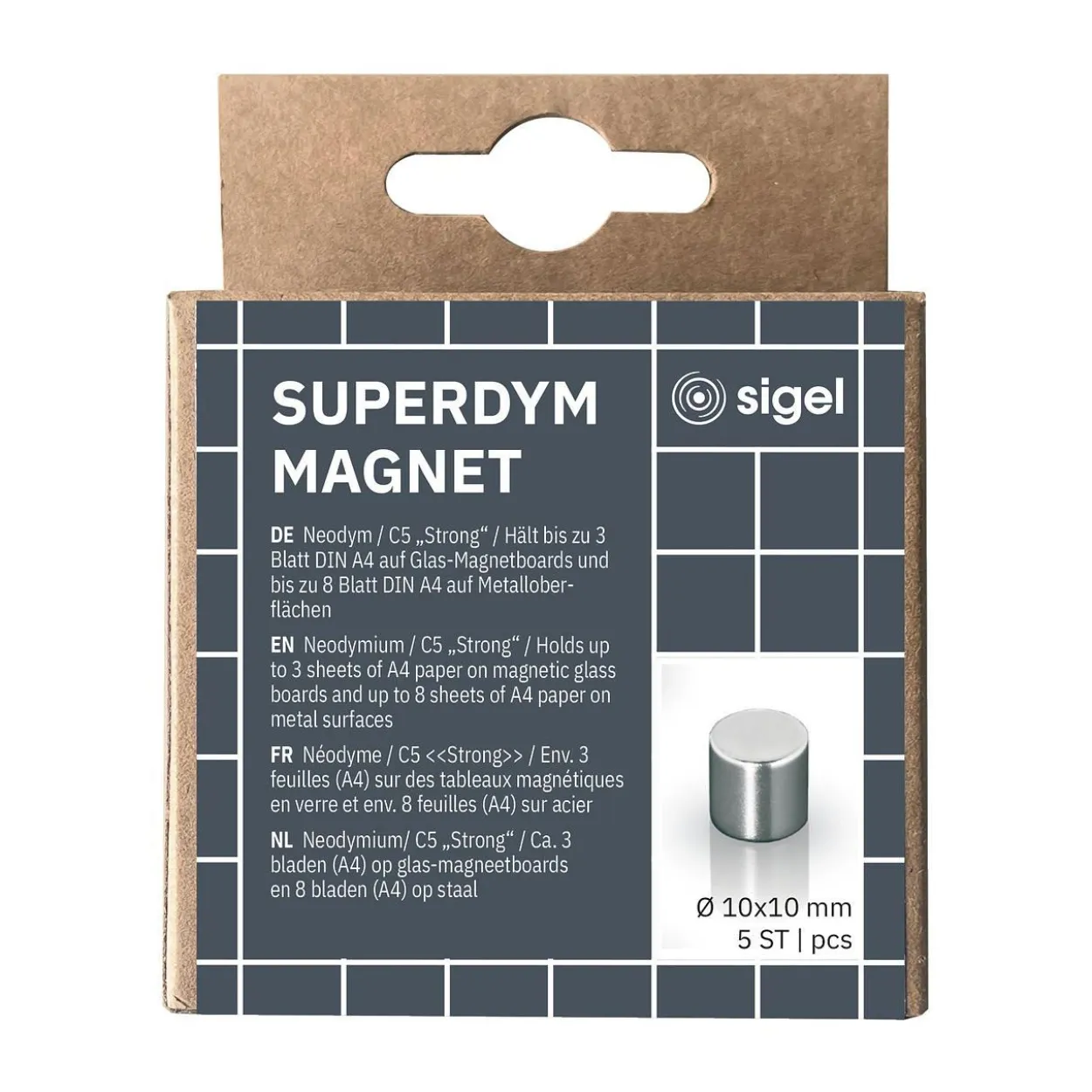 SIGEL 5 Strong Magnete silber Ø 1,0 x 1,0 cm