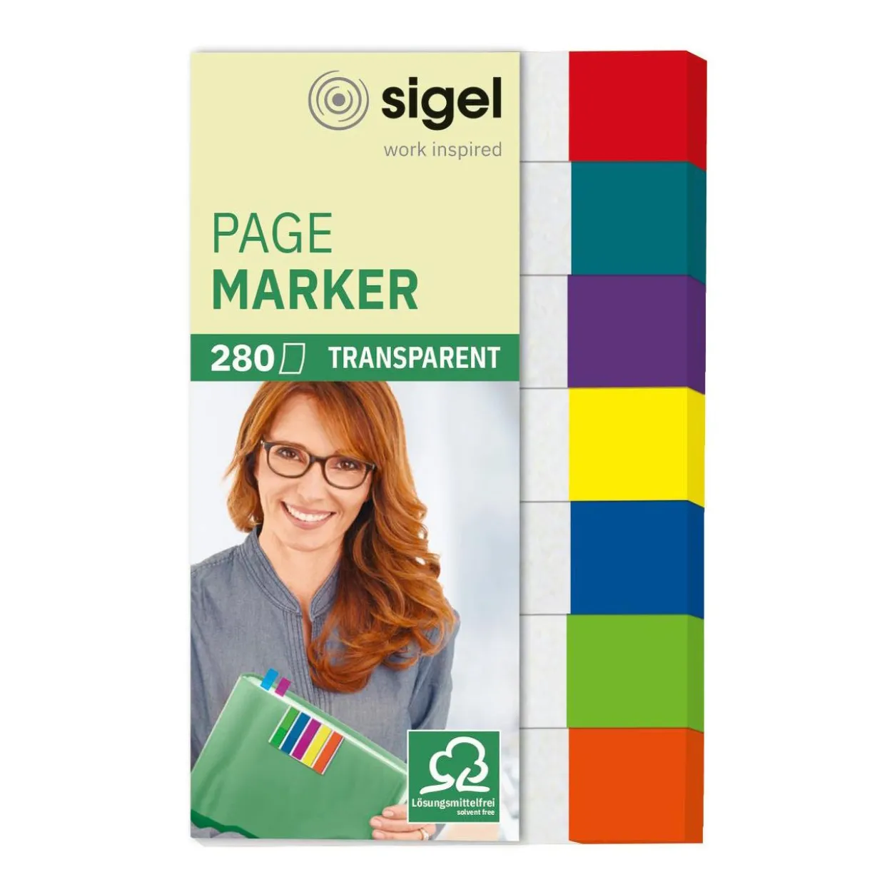 SIGEL transparent Haftmarker farbsortiert 7x 40 Streifen