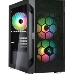 Silverstone Fara H1M Pro Micro-ATX Gehäuse Tempered Glass, ARGB, schwarz, ohne Netzteil, mit Sichtfenster