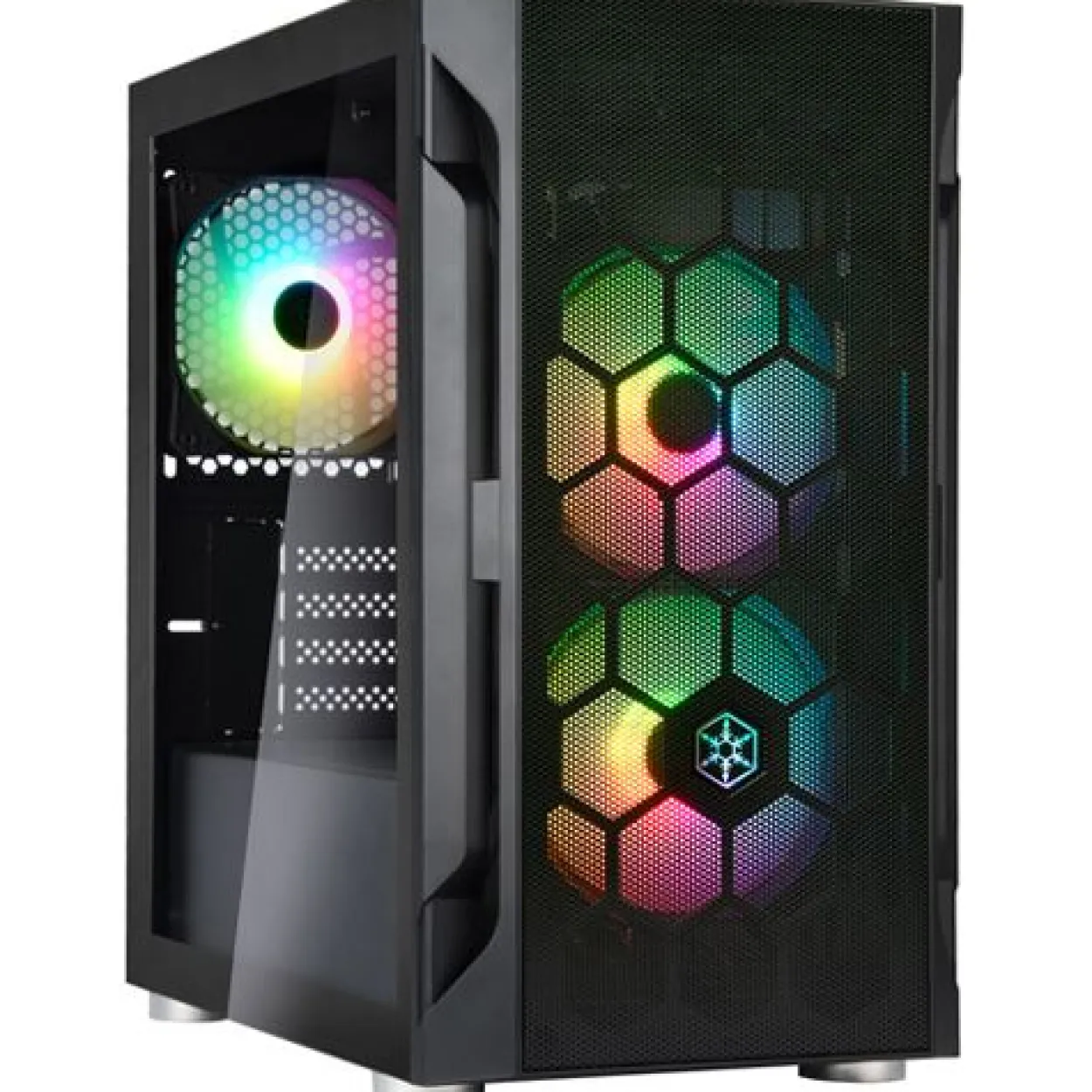 Silverstone Fara H1M Pro Micro-ATX Gehäuse Tempered Glass, ARGB, schwarz, ohne Netzteil, mit Sichtfenster