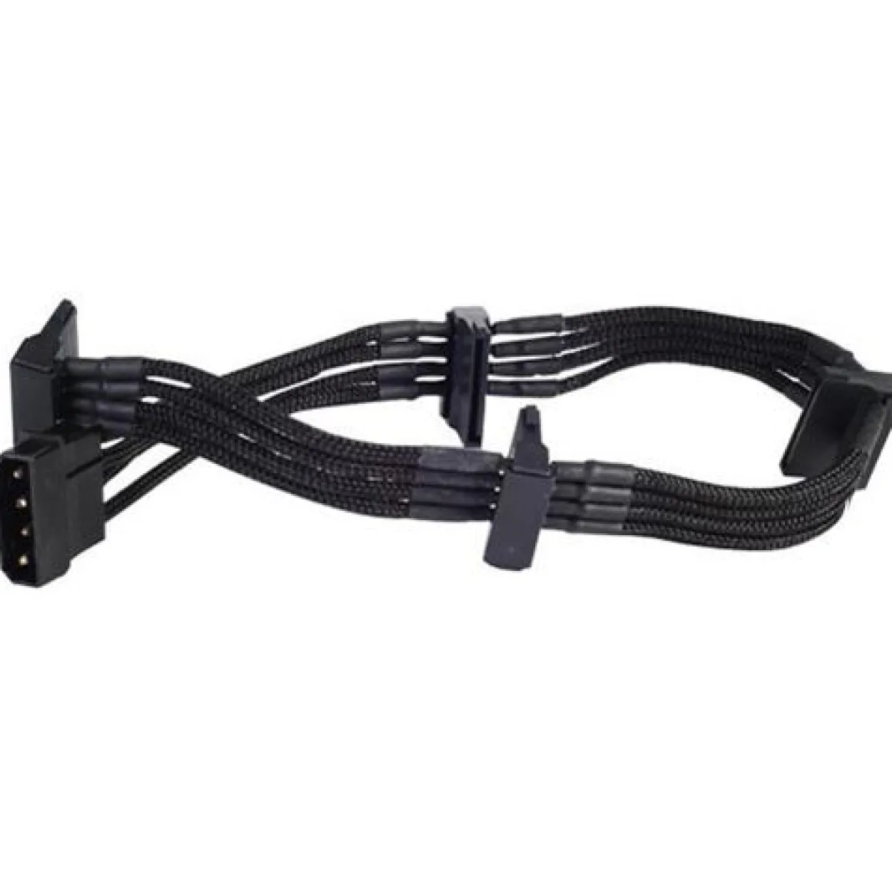 Silverstone 4-Pol-Molex auf 4x SATA Verlängerung - 300mm schwarz