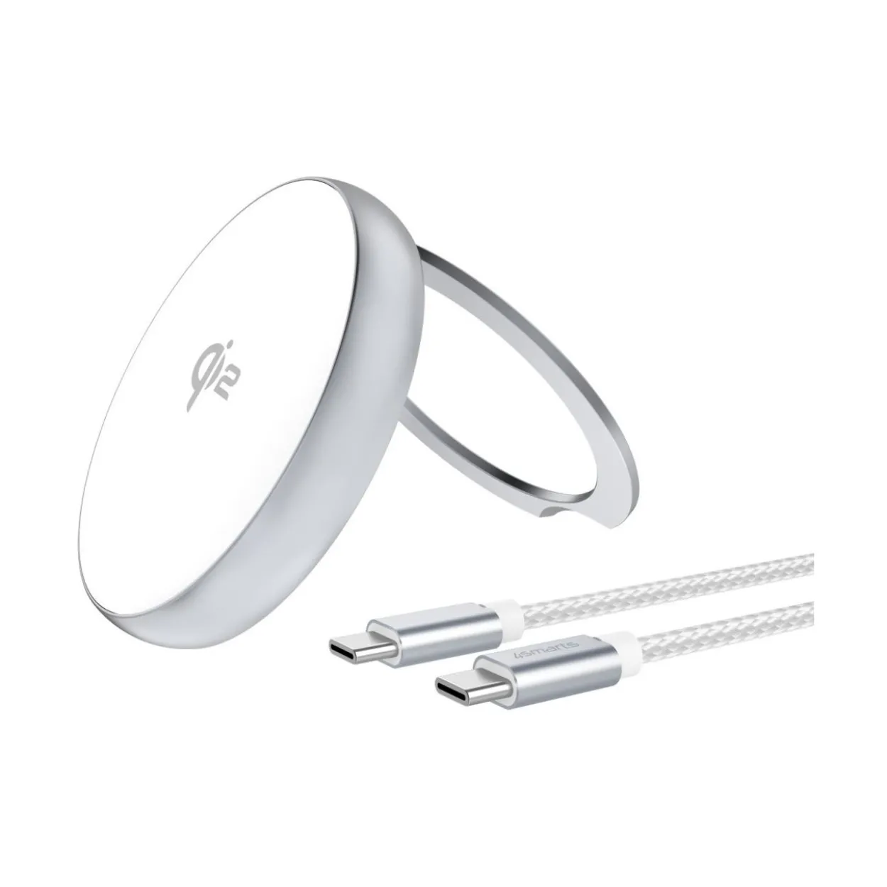 4smarts Qi2 Charger Kickstand silber / weiß