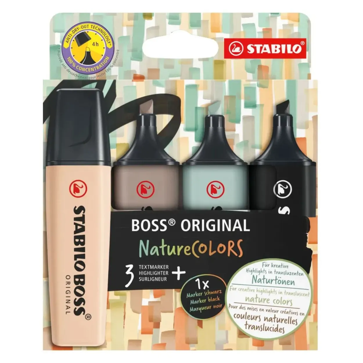 STABILO BOSS ORIGINAL Textmarker farbsortiert, 4 St. (EO70/4-2-5)