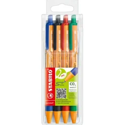 STABILO Kugelschreiber pointball orange Schreibfarbe farbsortiert, 4 St.