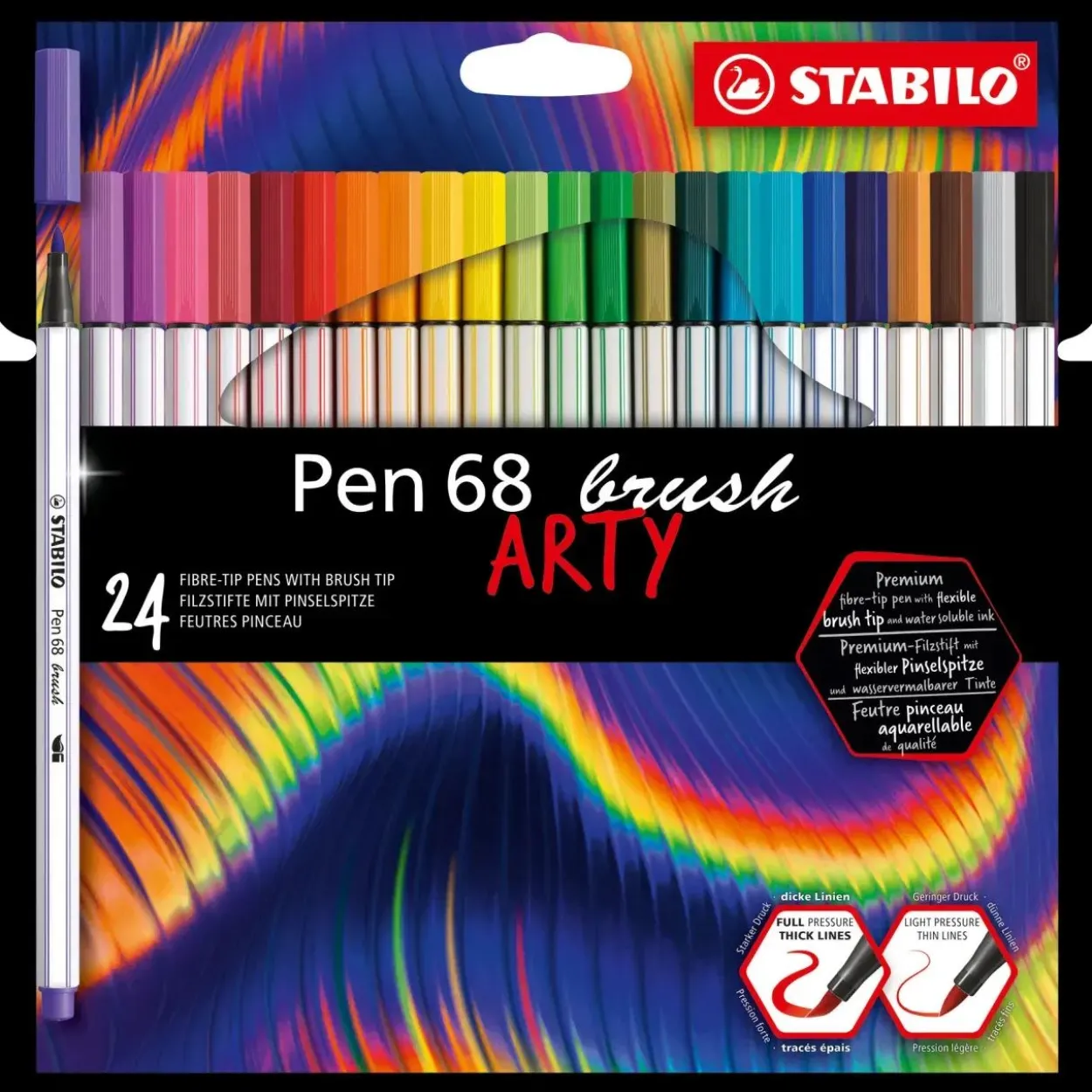 STABILO Pen 68 brush ARTY Filzstifte farbsortiert, 24 St.