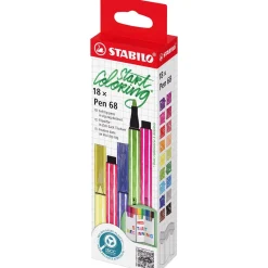 STABILO Pen 68 Filzstifte farbsortiert, 18 St. 6818/8