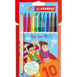STABILO Trio 2in1 Filzstifte farbsortiert, 10 St.