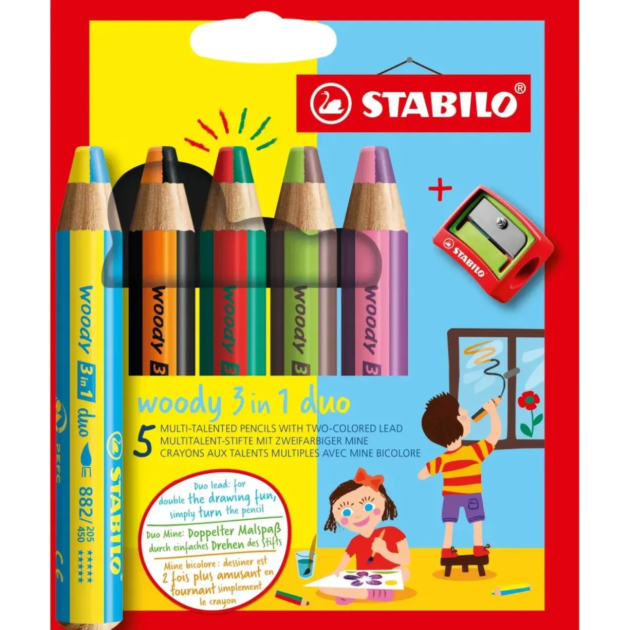 STABILO woody 3 in 1 Malset farbsortiert, 5 St.