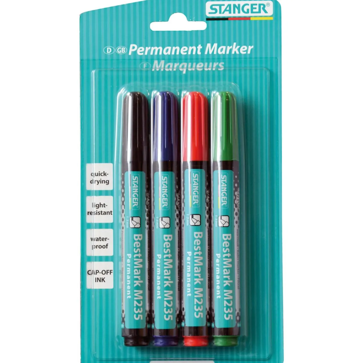 STANGER BestMark M235 Permanentmarker-Set farbsortiert 1,0 - 3,0 mm, 4 St.