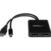 Startech Displayport 1.2 Adapter Mini Displayport Stecker + USB A Stecker auf 2xDisplayport Buchse Schwarz 4K / MST