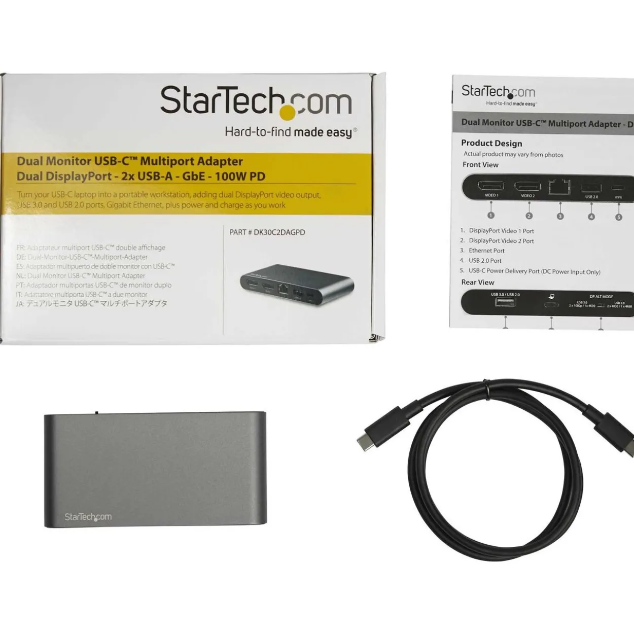 Startech Dual Monitor USB-C Multiport Adapter - Windows - 2 x 4K DP - 100W PD 3.0 - GbE? - DP Alt Mode Switch