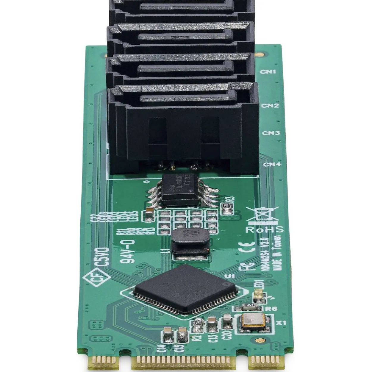 StarTech 4-Port M.2 to SATA Adapter Card, M.2 PCIe 3.0 to SATA HDD/SSD Expansion Card, ASM1064 Chipset, M.2 NVMe to 4x HDD/SSD for Windows/m