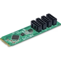 StarTech 4-Port M.2 to SATA Adapter Card, M.2 PCIe 3.0 to SATA HDD/SSD Expansion Card, ASM1064 Chipset, M.2 NVMe to 4x HDD/SSD for Windows/m