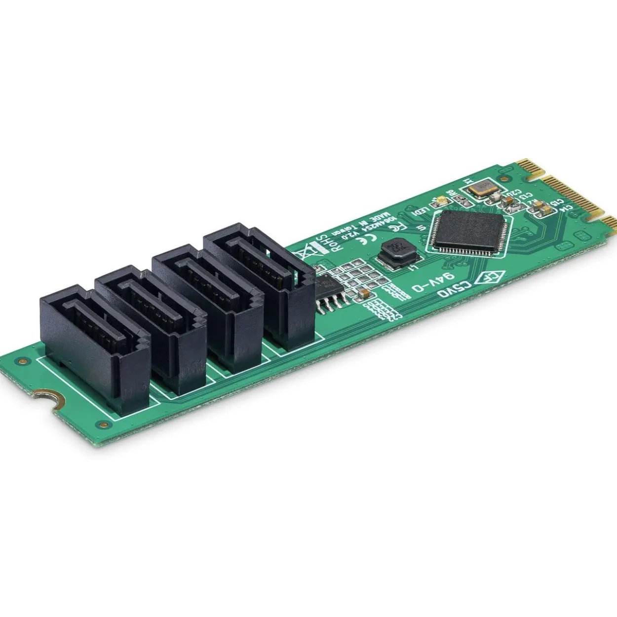StarTech 4-Port M.2 to SATA Adapter Card, M.2 PCIe 3.0 to SATA HDD/SSD Expansion Card, ASM1064 Chipset, M.2 NVMe to 4x HDD/SSD for Windows/m