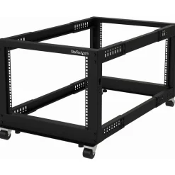 Startech 4POSTRACK8U 19-Zoll Serverschrank Stellfuß (8HE, Laborgestell, Tiefenverstellbar 56 bis 102 cm, Tragfähigkeit 1.200 kg)