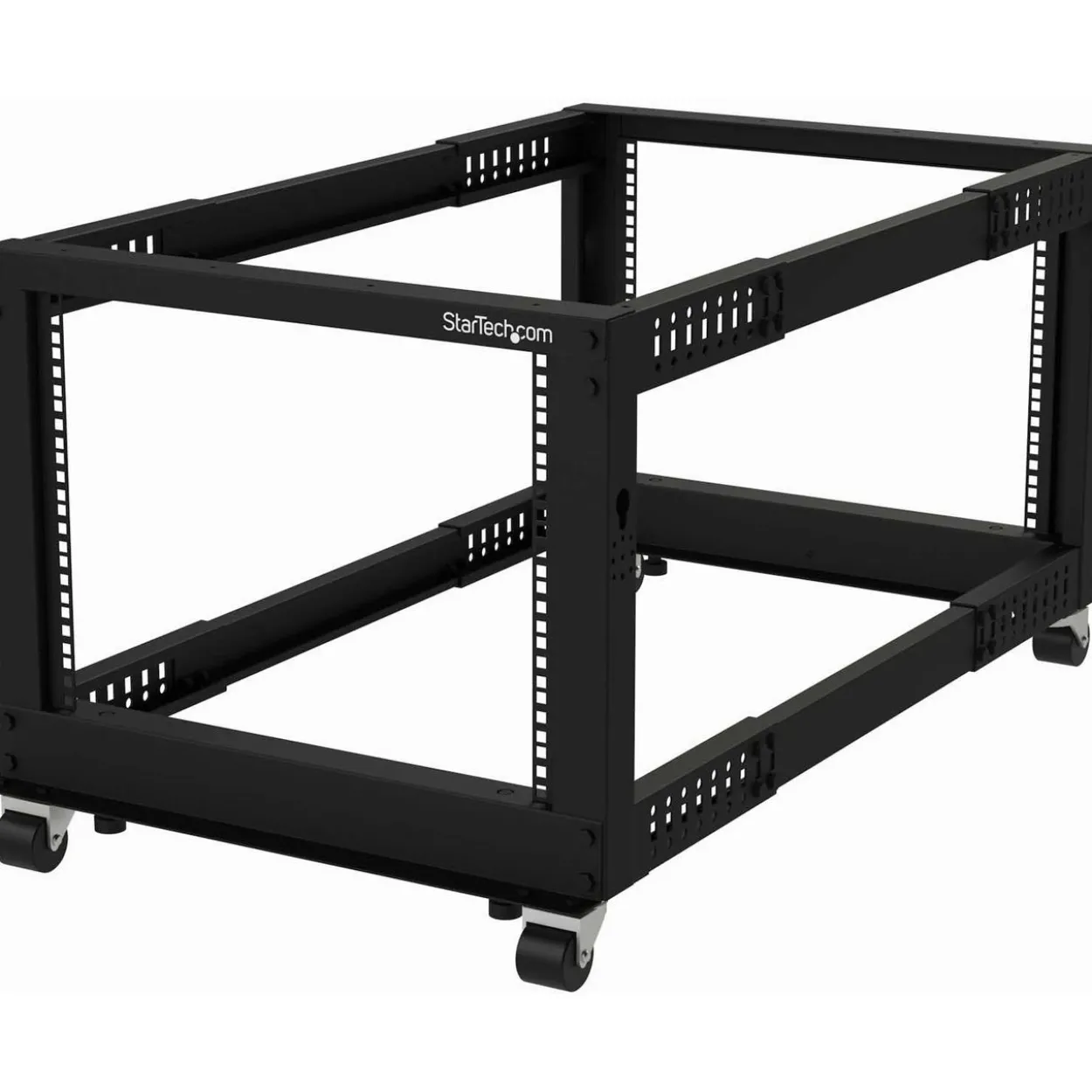 Startech 4POSTRACK8U 19-Zoll Serverschrank Stellfuß (8HE, Laborgestell, Tiefenverstellbar 56 bis 102 cm, Tragfähigkeit 1.200 kg)