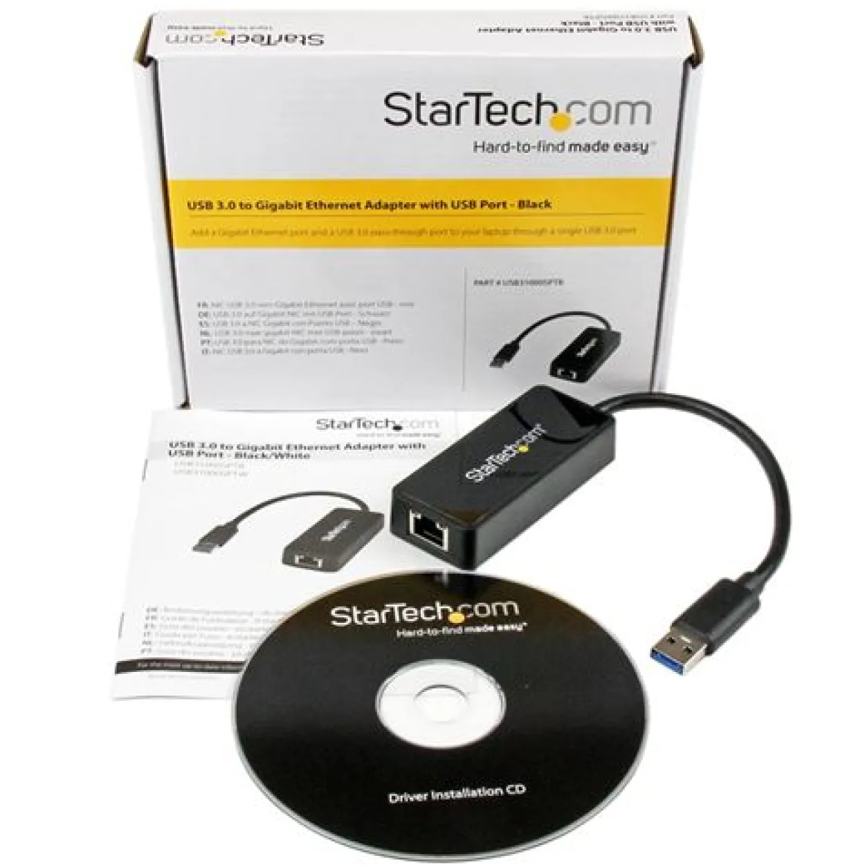 Startech schwarzer Netzwerkadapter mit USB Port für USB 3.0 (USB31000SPTB)