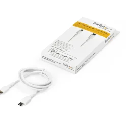 Startech USB-C auf Lightning-Kabel 1m Apple Mfi zertifiziert iPhone Ladekabel Aramidfaser RUSBCLTMM1MW, weiss