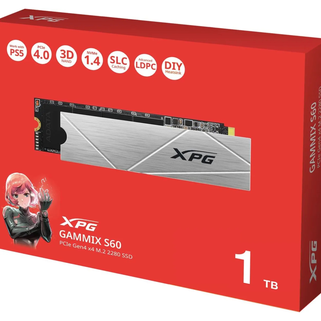 1TB ADATA XPG Gammix S60 M.2 2280 PCIe 4.0 x4 NVMe 3D-NAND TL (AGAMMIXS60-1T-CS)