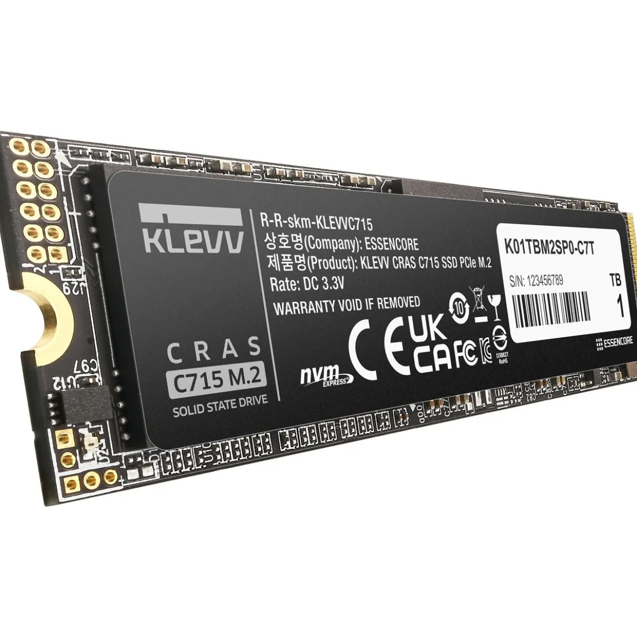 1TB Klevv Cras C715 M.2 2280 PCIe 3.0 x4 NVMe
