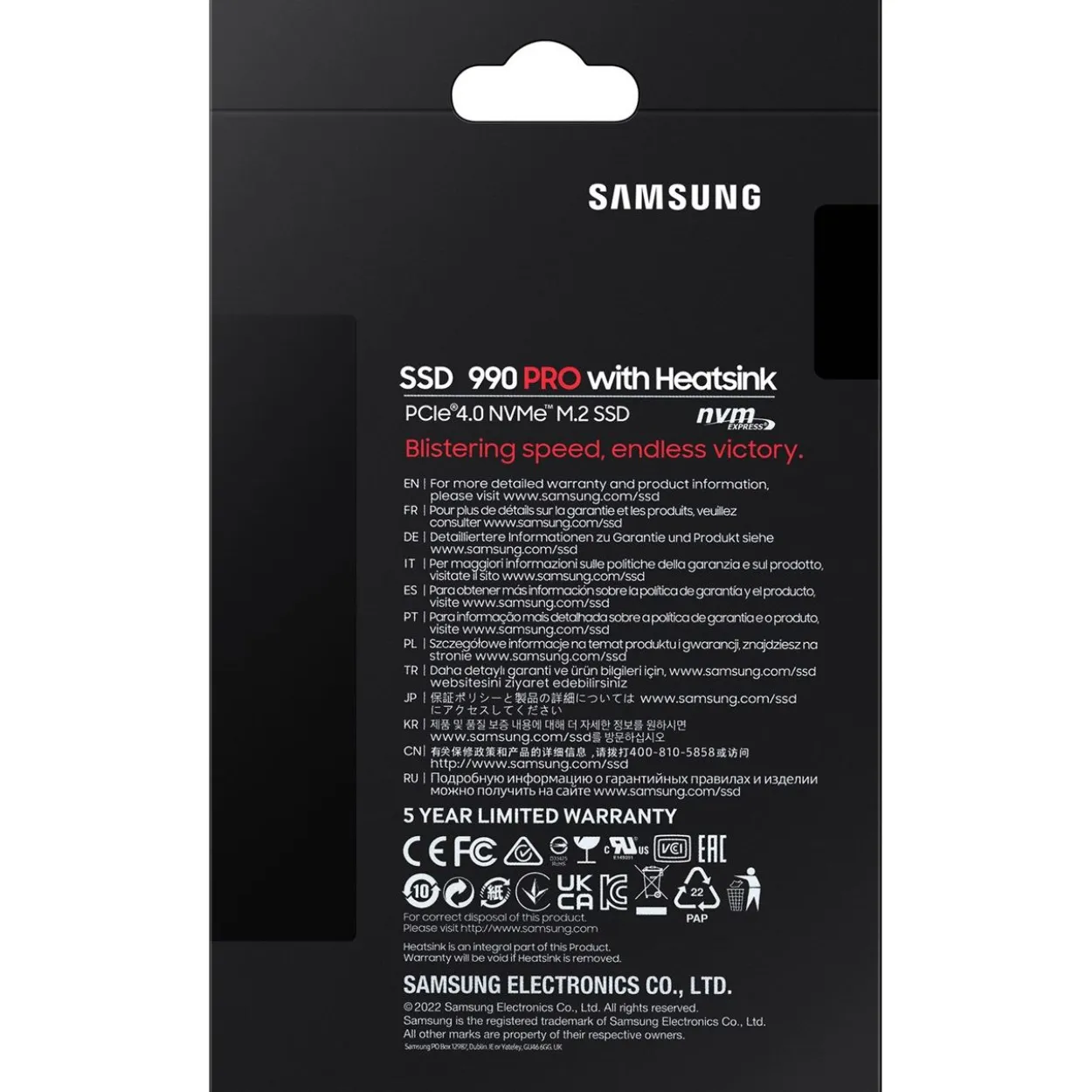 2TB Samsung 990 PRO with Heatsink M.2 2280 PCIe 4.0 x4 3D-NAND TLC (MZ-V9P2T0CW/GW)