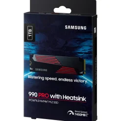 1TB Samsung 990 PRO with Heatsink M.2 2280 PCIe 4.0 x4 3D-NAND TLC (MZ-V9P1T0CW)
