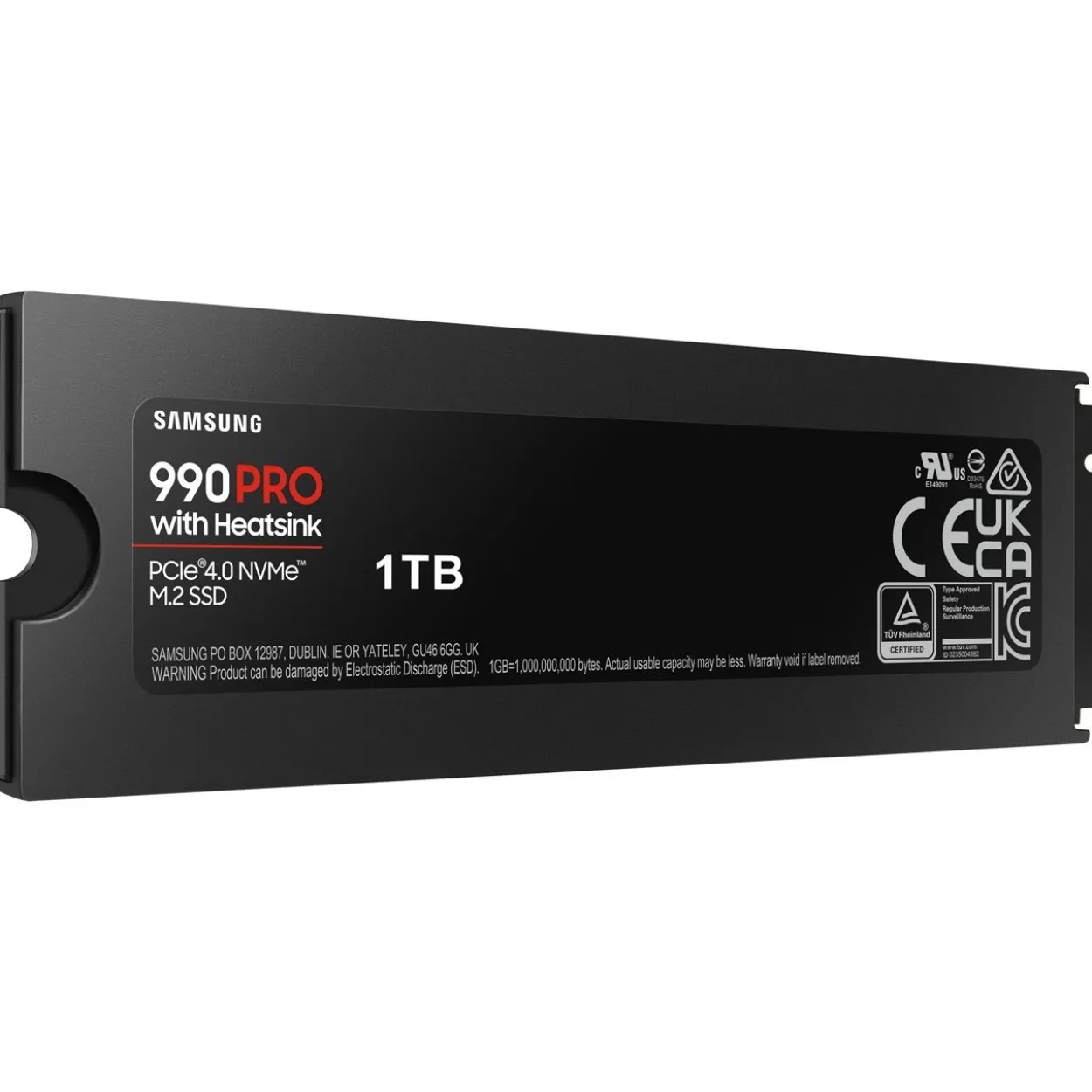 1TB Samsung 990 PRO with Heatsink M.2 2280 PCIe 4.0 x4 3D-NAND TLC (MZ-V9P1T0CW)