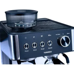 Tornado Siebträgermaschine TCM-5431-GS Edelstahl und Schwarz