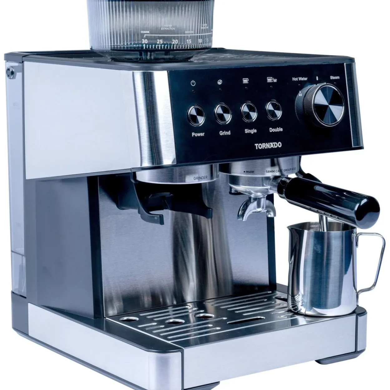 Tornado Siebträgermaschine TCM-5431-GS Edelstahl und Schwarz