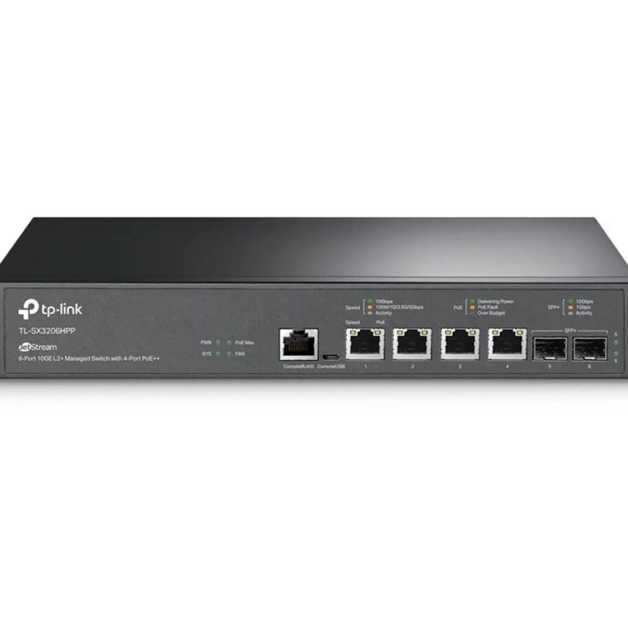 TP-Link JetStream TL-SX3206HPP V1 - Switch - 6 Anschlüsse - managed - an Rack montierbar