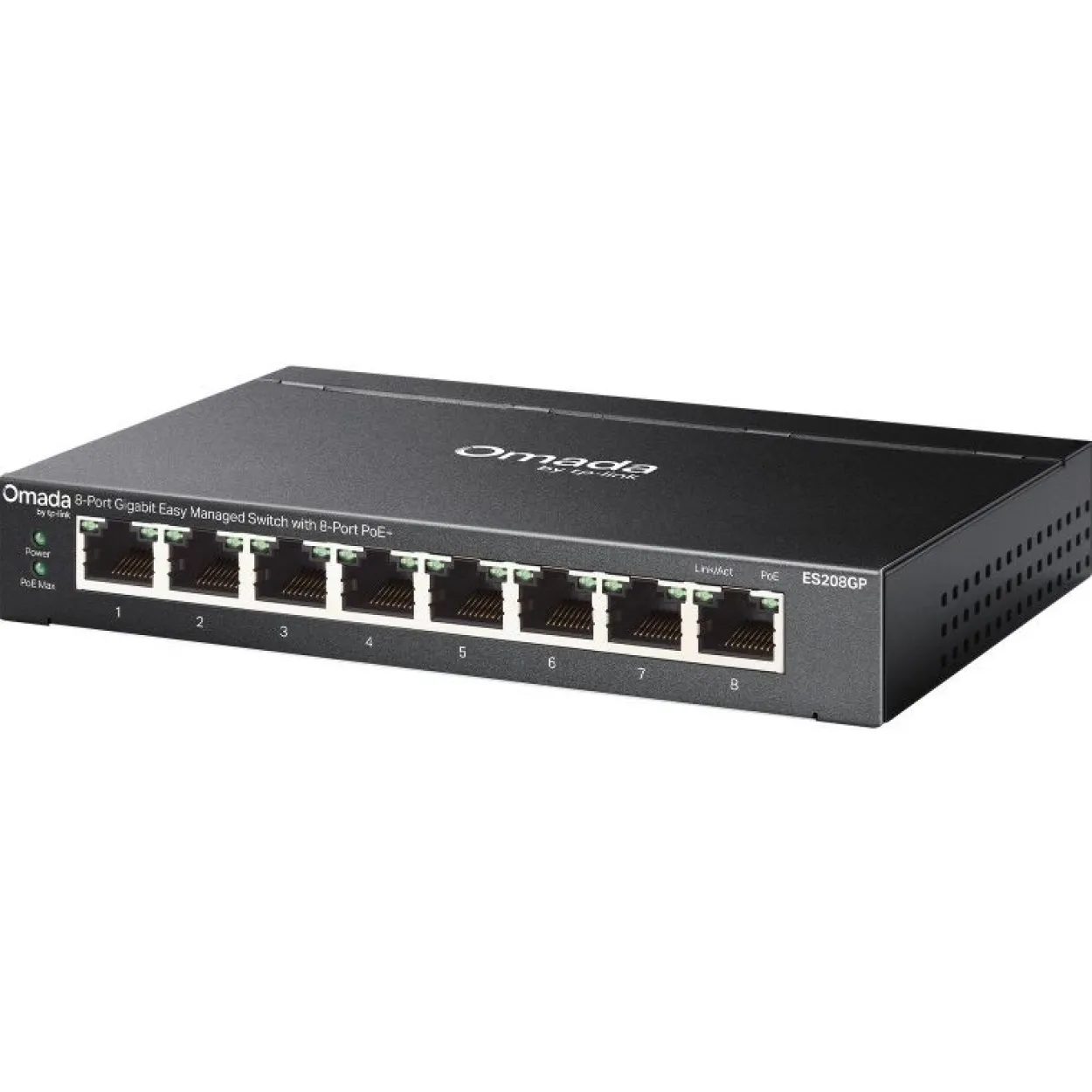 TP-LINK Omada ES208GP 8-Port Gigabit Easy Managed Switch mit 8-Port-PoE+ Desktop wandmontierbar PoE+ (64 W) - managed
