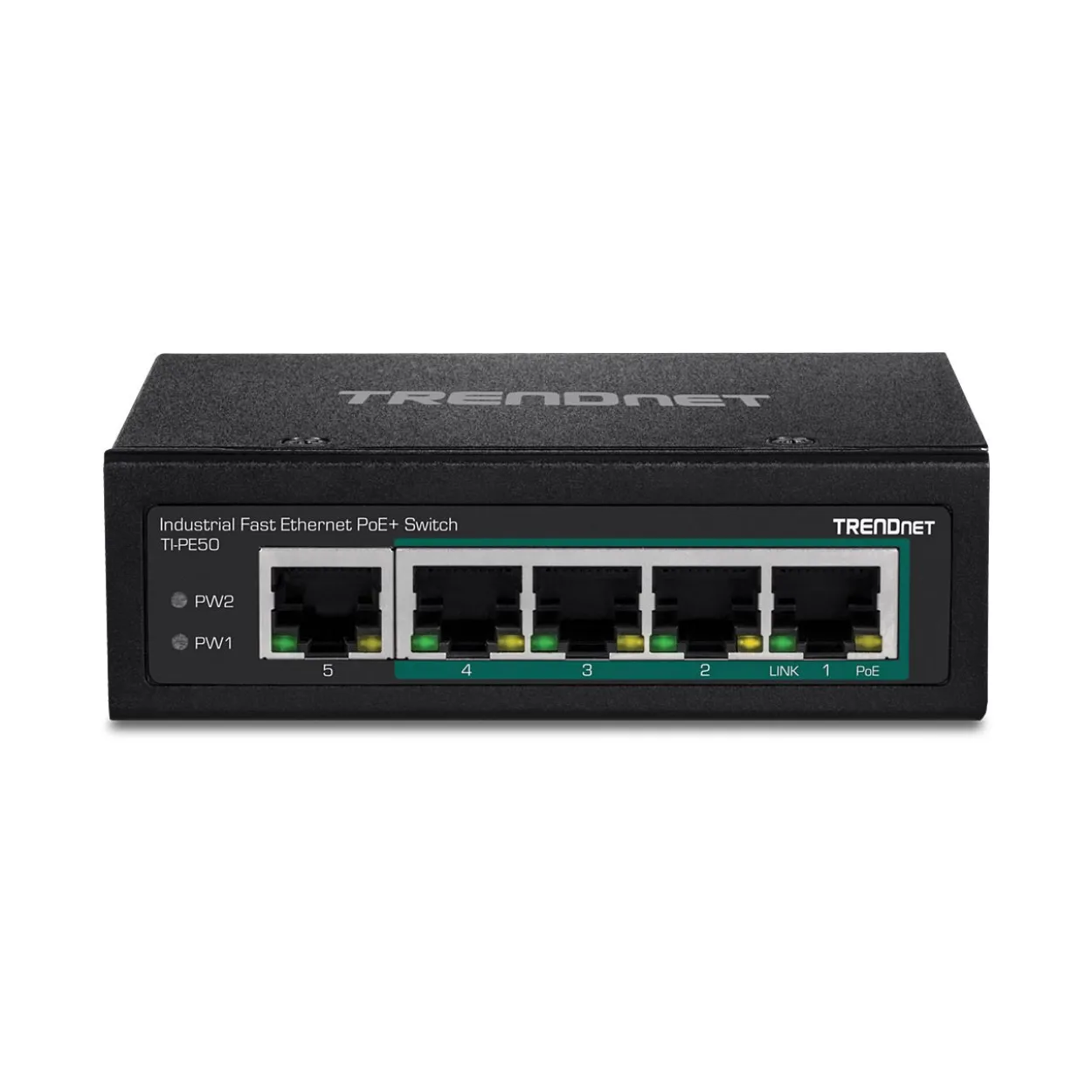 TrendNet 5-Port Industrial Fast Eth. PoE+ DIN-Rail Switch