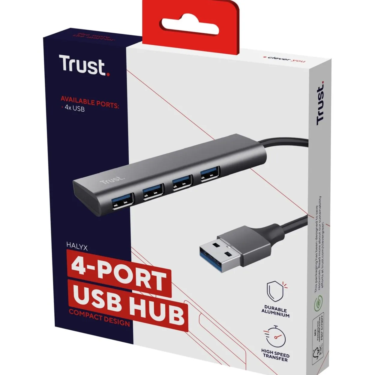 Trust Halyx USB 3.2 Gen 1 (3.1 Gen 1) Type-A 5 Mbit/s Schwarz, Grau