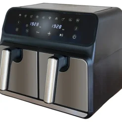 Unold Heißluftfritteuse 58685 Doppelkammer Twin Zone (schwarz/edelstahl, 1.700 Watt, 2 Körbe je 4 Liter)