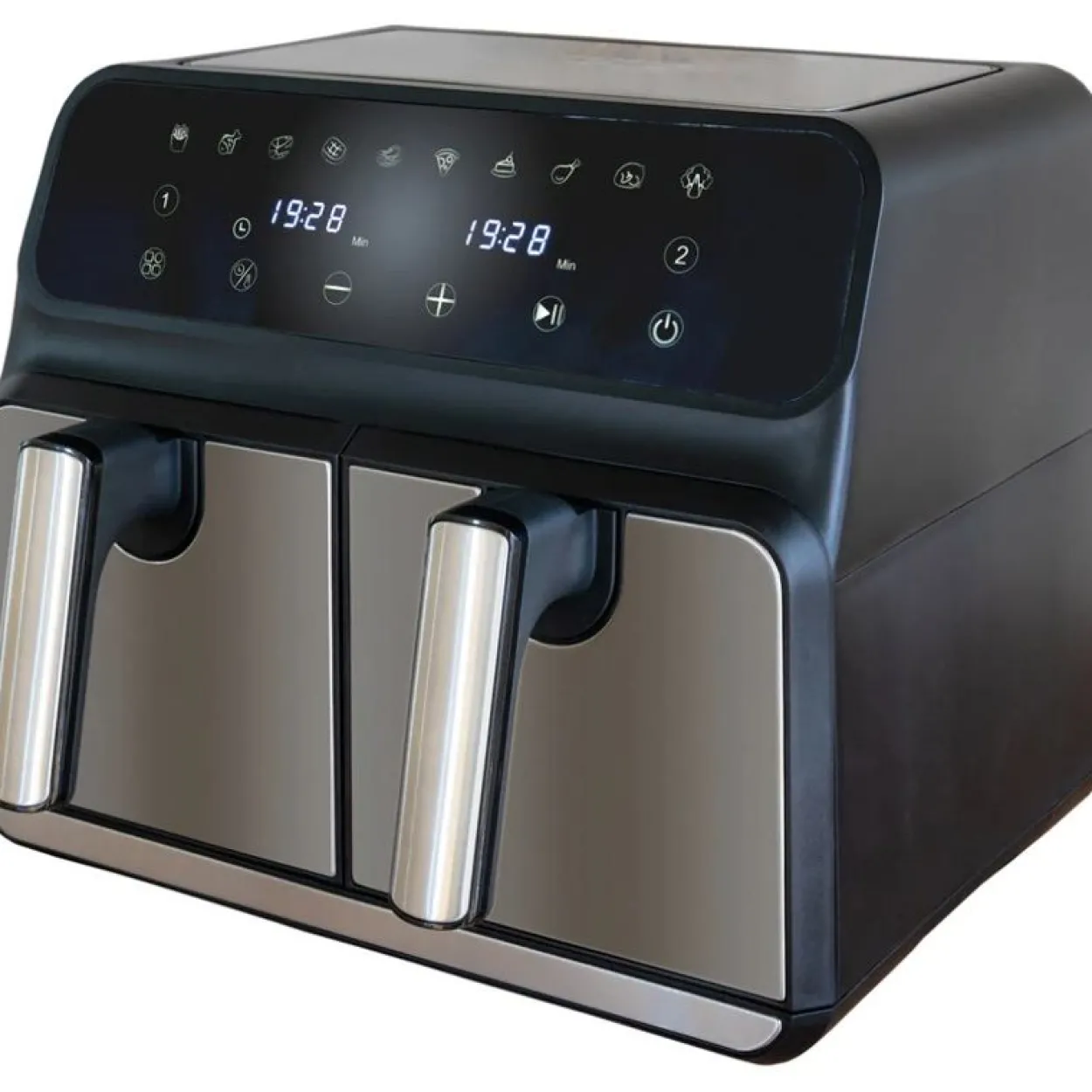 Unold Heißluftfritteuse 58685 Doppelkammer Twin Zone (schwarz/edelstahl, 1.700 Watt, 2 Körbe je 4 Liter)