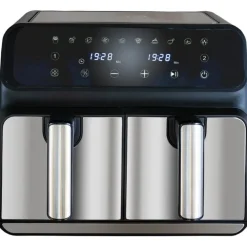 Unold Heißluftfritteuse 58685 Doppelkammer Twin Zone (schwarz/edelstahl, 1.700 Watt, 2 Körbe je 4 Liter)