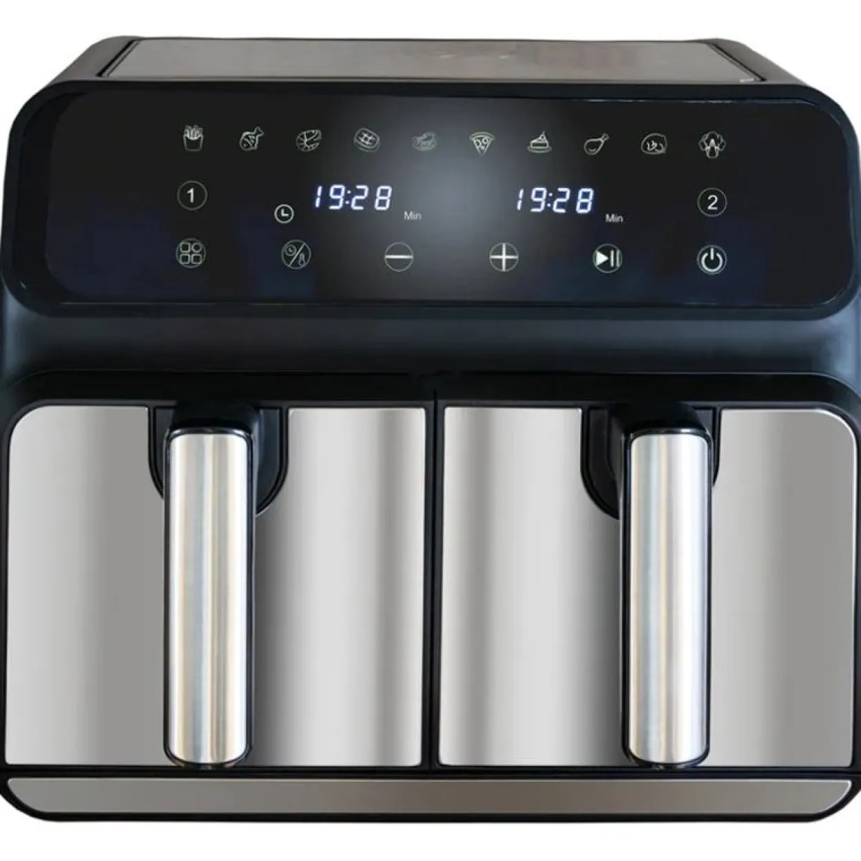 Unold Heißluftfritteuse 58685 Doppelkammer Twin Zone (schwarz/edelstahl, 1.700 Watt, 2 Körbe je 4 Liter)