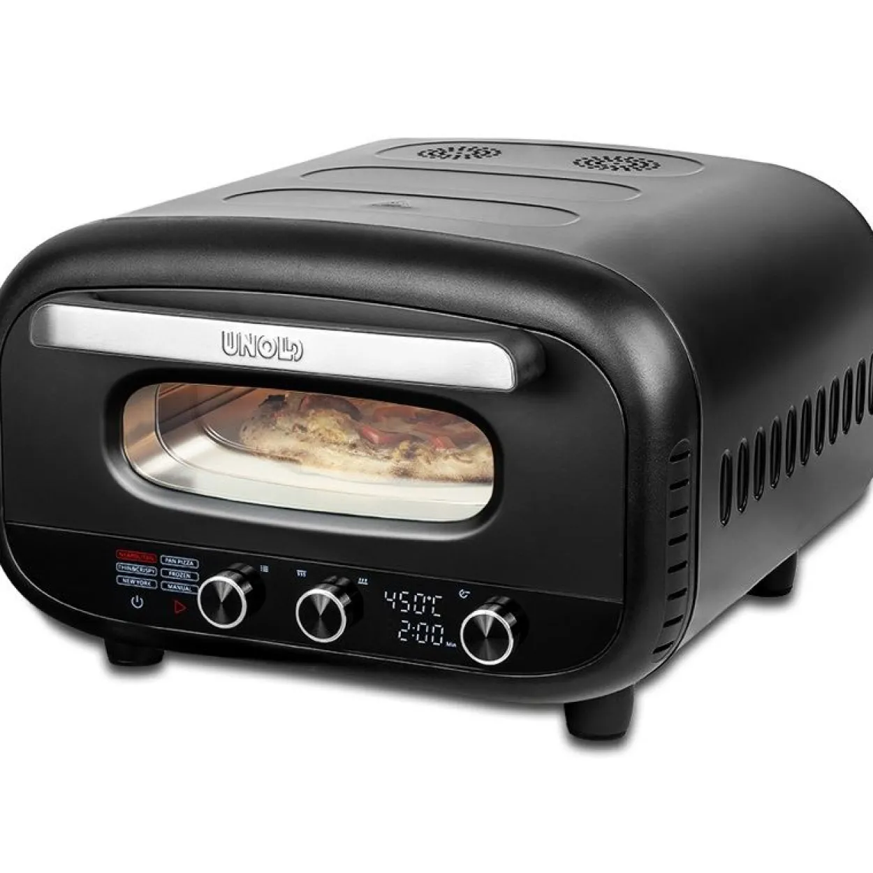 Unold Pizzaofen Don Alfredo (schwarz, 1.700 Watt, für Pizzen bis ca. Ø 30cm)