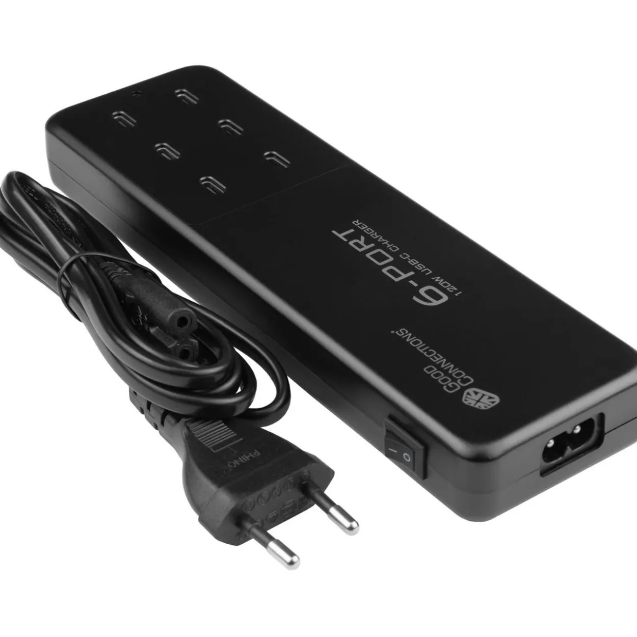 USB-Desktop-Schnellladestation Good Connections 120W, 6-Por (6x USB-C), PD 3.0, QC 4+, schwarz,