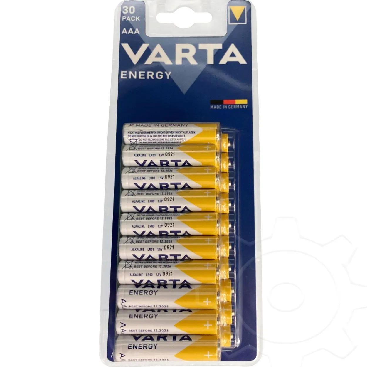Varta Batterie Alkaline, Micro, AAA, LR06, 1.5V Energy, Retail Blister (30-Pack)